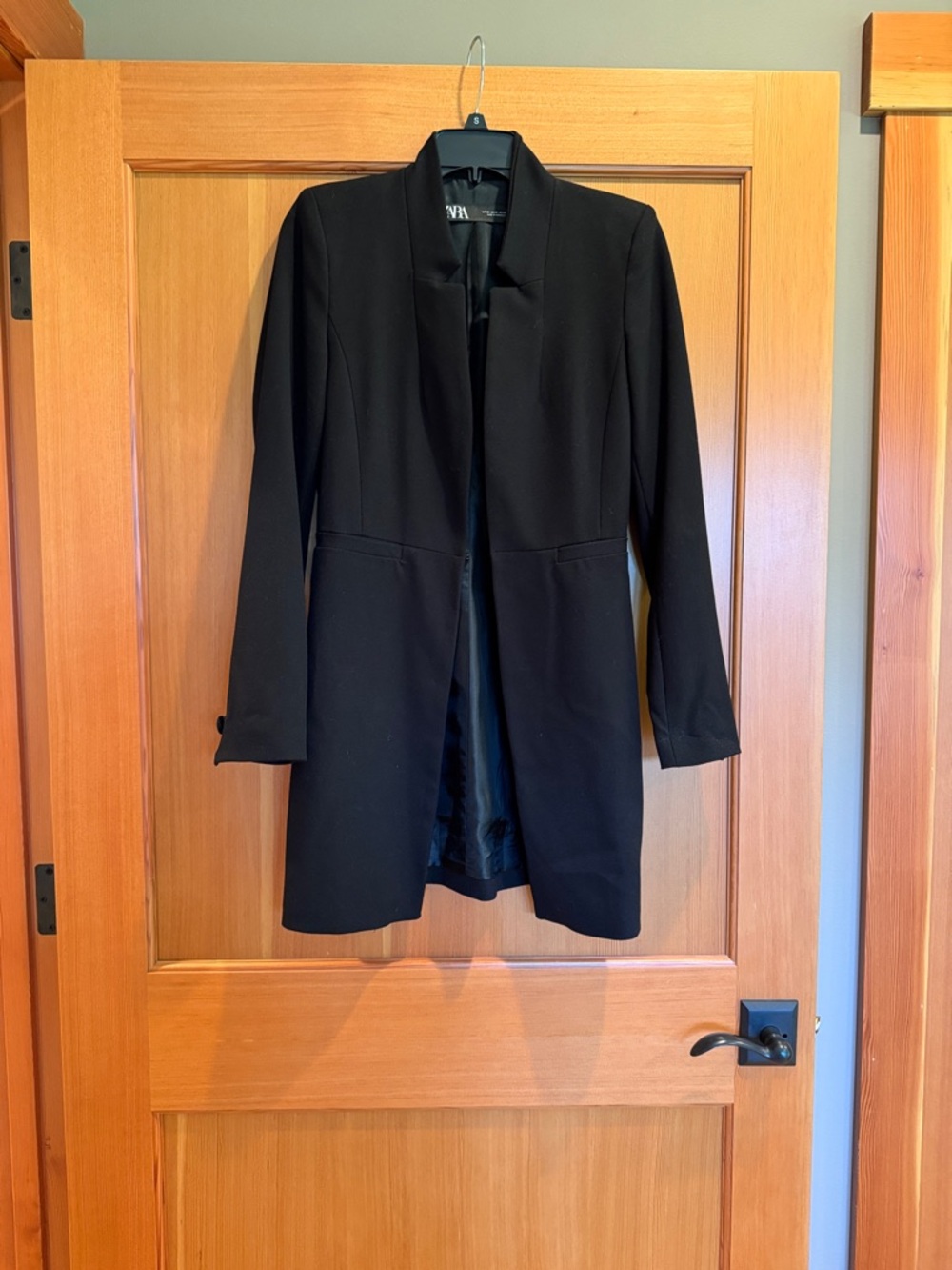 Zara Black Tailored Longline Blazer